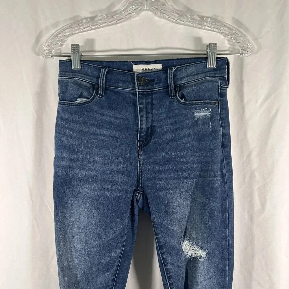 Pacsun Jeggings Women's 25 Mid Wash Denim High Rise Ankle Power Super Stretch